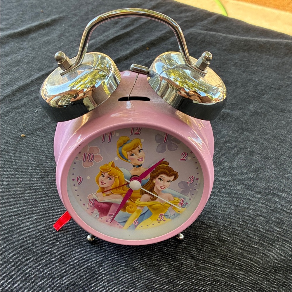 Pink Kids Twin-Bell Alarm Clock with Princess Design